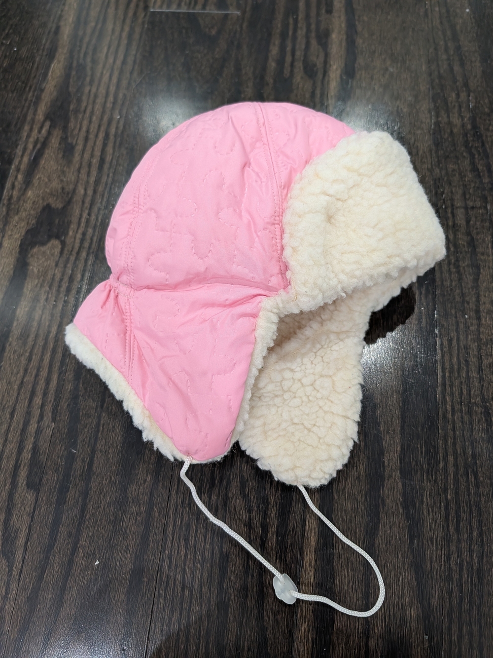 2/$30 Pink Toddler Trapper Hat – Quilted Winter Hat with Wool Lining
